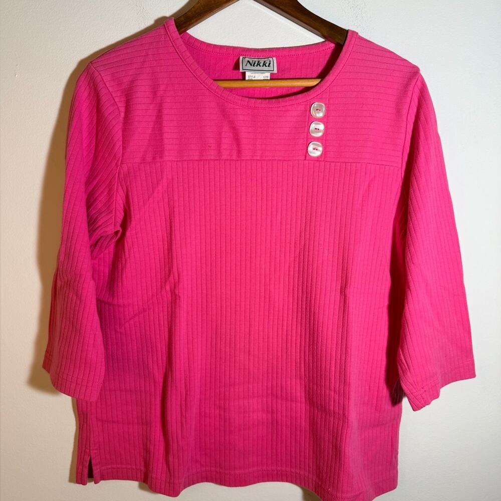 NIK & NIK Women's Bold Pink Ribbed Top
